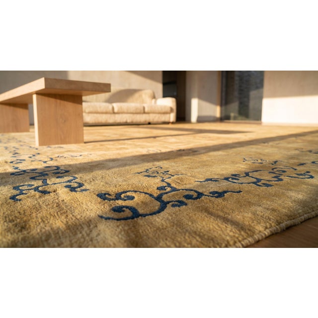 Beautiful Genuine Antique Chinese Mongolian Rug Decorated With Simple Folitate Pattern For Sale - Image 10 of 10