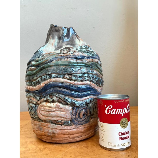 Ceramic Vintage Abstract Ceramic Coil Vase For Sale - Image 7 of 12