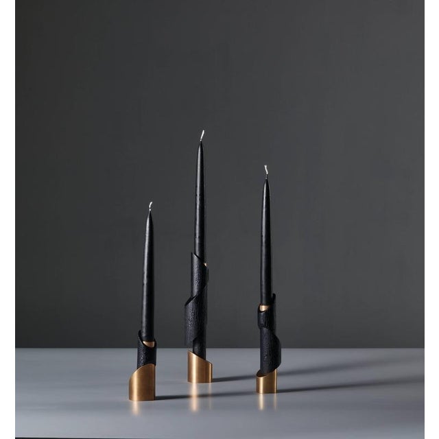 Metal Ashes to Ashes B6 Bronze Candleholder by William Guillon For Sale - Image 7 of 18