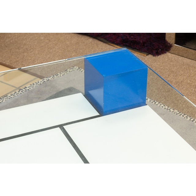 A custom made Piet Mondrian style postmodern coffee table. This is a super unique and super cool custom made piece...