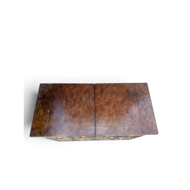 Attributed Mastercraft Brass & Burl Wood Bar Cabinet / Dry Bar, 1970s For Sale - Image 11 of 14