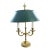 Vintage French Empire Style Brass Bouillotte Table Lamp With Green Tole Shade For Sale