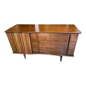 Mid-Century Modern Curved and Sculpted Walnut Lowboy Dresser