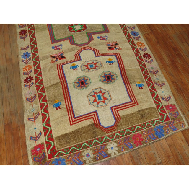 Zabihi Collection Wide Vintage Colorful Turkish Runner For Sale - Image 4 of 10