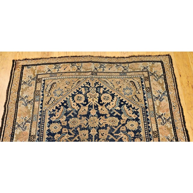 Antique Persian Malayer Area Rug, Hand-Knotted Wool, Geometric Pattern, 4x7, Navy & Ivory For Sale - Image 9 of 16