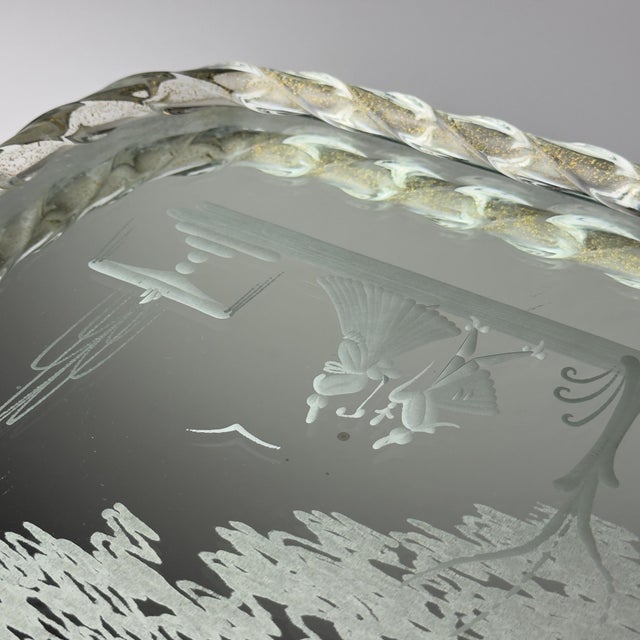 Glass Vintage Venetian Murano Glass Mirror Tray, Italy, 1950s For Sale - Image 7 of 16