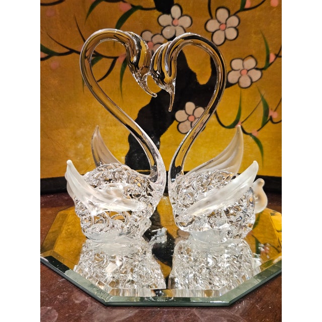 Mid 20th Century Hand Blow Glass Swan Lovers For Sale - Image 10 of 11