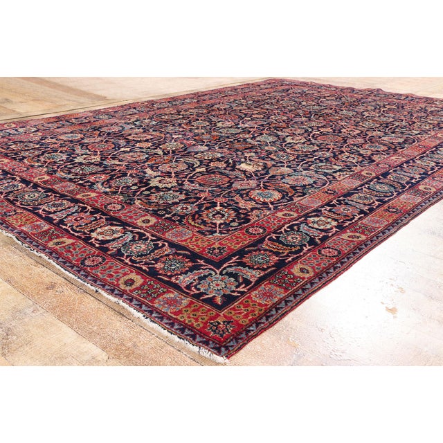 Navy Blue Late 19th Century Persian Tabriz Rug, 06'07 X 10'02 For Sale - Image 8 of 10