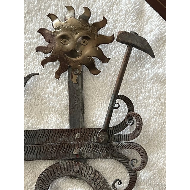 2020s Vintage Guadalupe Hermosillo Escobar of Chiapas Hand Forge Rooftop Wrought Iron Cross For Sale - Image 5 of 12
