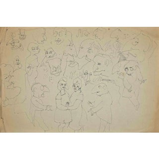 Mino Maccari, The Dancing Folk, Original Drawing, Mid-20th-Century For Sale