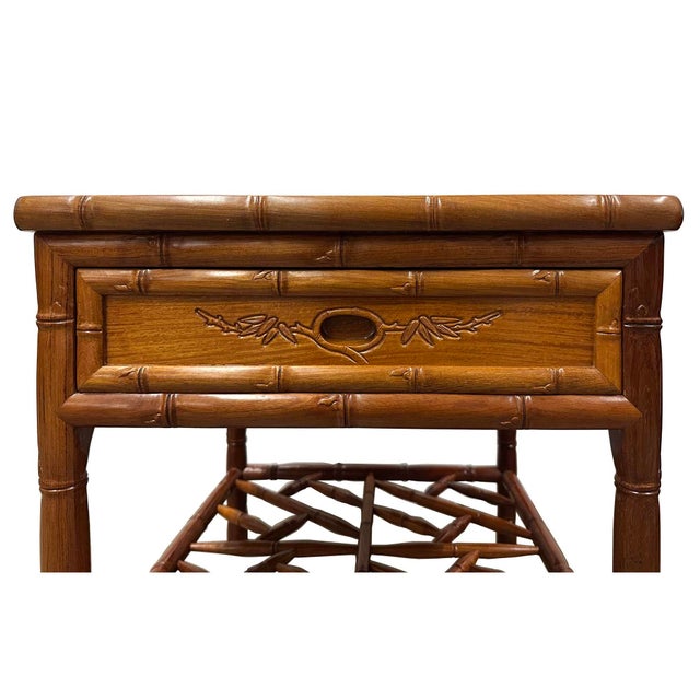 Mid 20th Century Pair of Vintage Chinese Carved Rosewood Night Stand/End Table For Sale In Los Angeles - Image 6 of 13