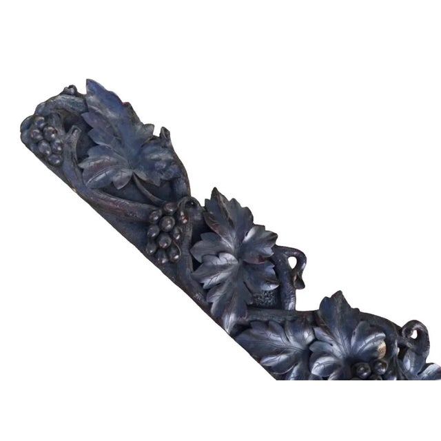 Black Early 1900s Black Forest Carved Wood Cornice, Grape Relief For Sale - Image 8 of 9
