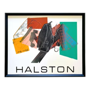 Andy Warhol Vintage 1982 Silkscreen Print Framed " Halston " Pop Art Fashion Poster