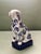 English Vintage Mid 20th Century Blue & White Floral China Dog For Sale - Image 3 of 9