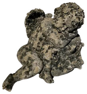 French Stone Sleeping Putti Baby Cherub with Wings Statue, 1900s