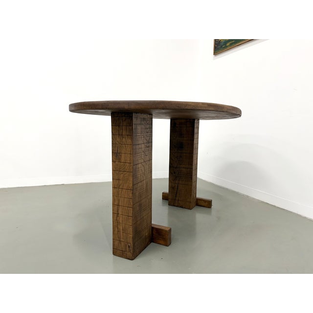 Oval Table with T-Shaped Legs in Oak, France, 1990s For Sale - Image 4 of 18