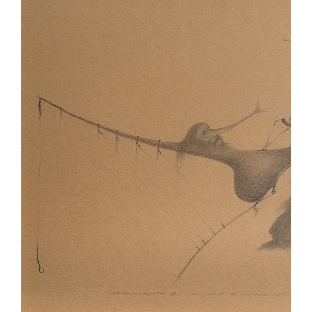 Max Marra, Fisherman of Fish and Furs, 1990s, Pencil Drawing For Sale - Image 4 of 6