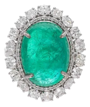 Natural Emerald Ring with 1.65cts Diamond & Emerald 14.70cts in 18k Gold