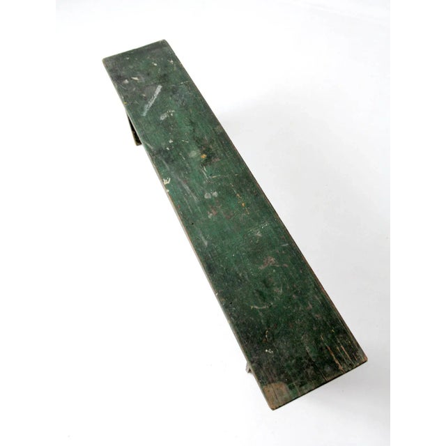 Early 20th Century Antique Primitive Green Farmhouse Bench For Sale - Image 5 of 13
