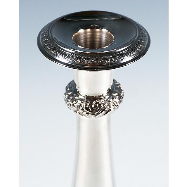 Antique Biedermeier Vienna Silver Candleholders, 1840, Set of 2 For Sale - Image 3 of 9