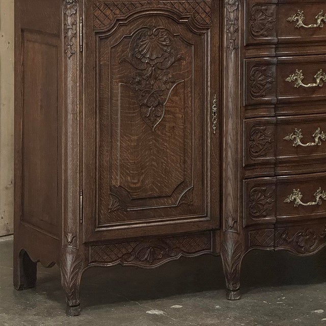 Antique Liegeois Regence Style Two-Tiered Oak Display Buffet With Clock For Sale - Image 10 of 18