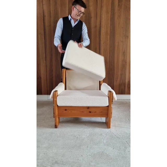 Mid-Century Swedish Brutalist Lounge Chair in Solid Pine, 1970s For Sale - Image 15 of 17