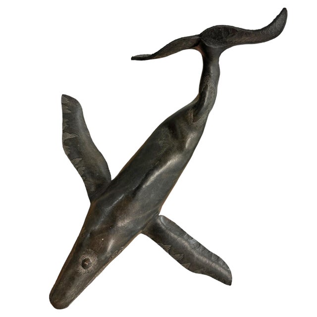 Leather Humpback Whale on Custom Steel Stand For Sale - Image 9 of 10