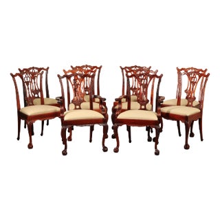 Chippendale Style Set Of Ten Carved Mahogany Dining Chairs For Sale