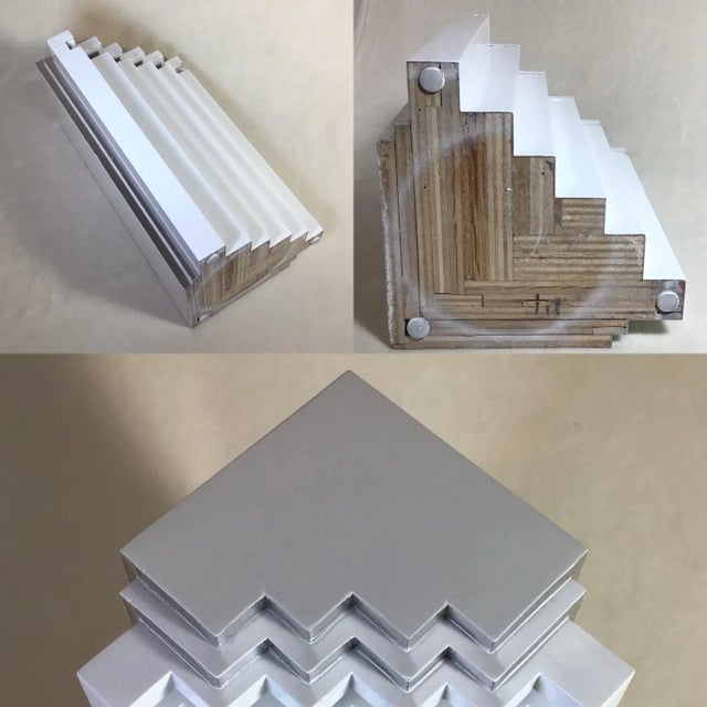 White 1970s Milo Baughman Style Postmodern Sculptured Four Corner Triangles Coffee Table For Sale - Image 8 of 13