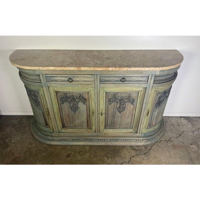 Neoclassical 19th Century Italian Neoclassical Demilune Credenza With Marble Top For Sale - Image 3 of 18