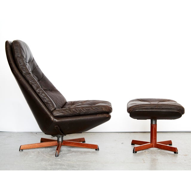 Mid-Century Modern Set of MS-68 Swivel Lounge Chair and Ottoman from Madsen & Schübell, 1960s For Sale - Image 3 of 18