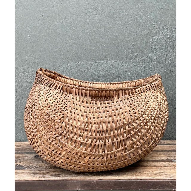 Vintage Woven Rattan Shaker Basket For Sale - Image 11 of 14