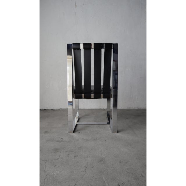 Metal Set of 8 Chrome and Leather Dining Chairs by Milo Baughman for Thayer Coggin For Sale - Image 7 of 12