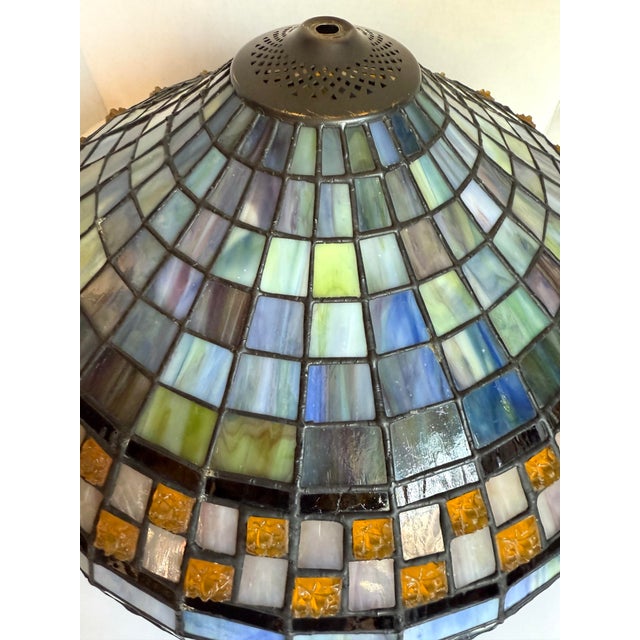 Art Nouveau Tiffany-Style Stained Glass Table Lamp For Sale - Image 11 of 12