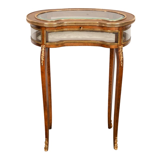 An elegant, antique French 19th-century Louis XV style walnut and gilt-bronze mounted "Bijouterie" table (vitrine jewelry...