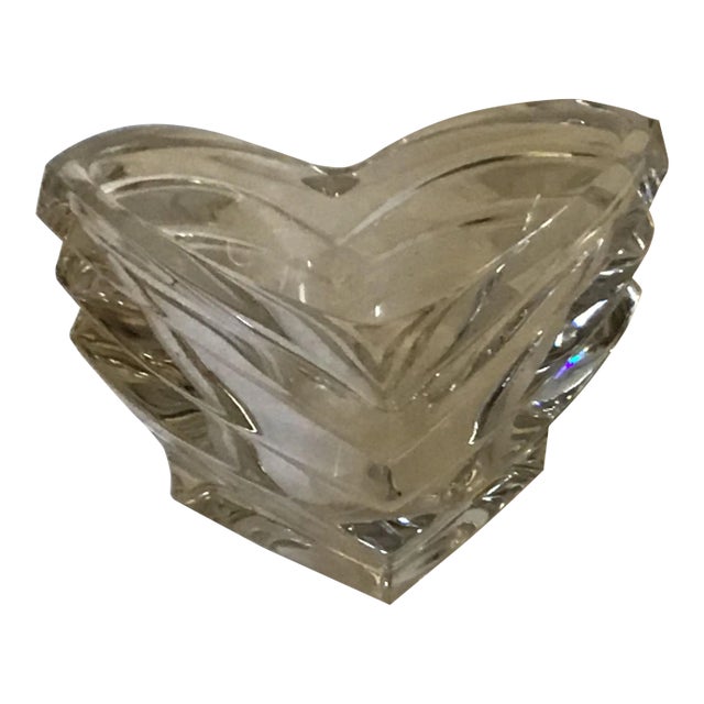 1990s Crystal “Stepped” V-Shaped Candy Dish/Condiment Server/Vase For Sale