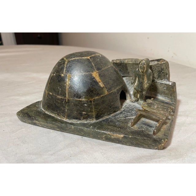 Antique Carved Francois Soapstone Canadian Figural Eskimo Sculpture Inuit Art For Sale - Image 4 of 13