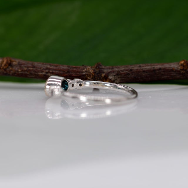 Indicolite Tourmaline Ring With Natural Diamond Accents: Solid 14k Gold, Size 6.75 For Sale - Image 10 of 10