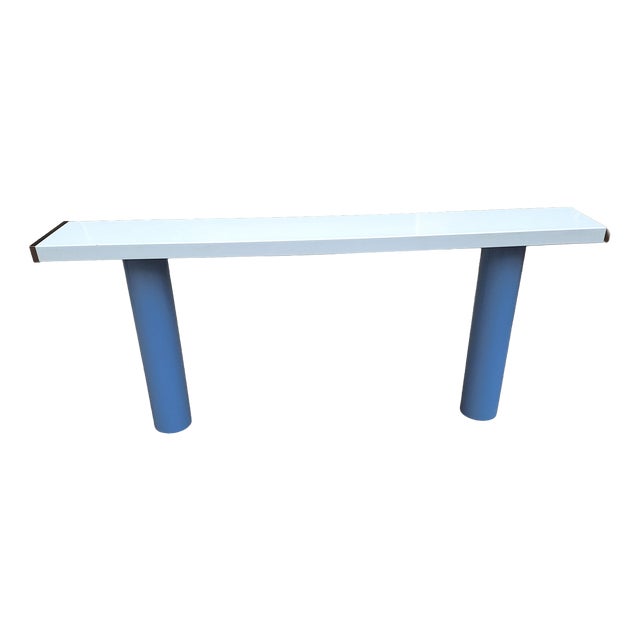 Console in White Lacquer with Cylindrical Plastic Legs by Tresoldi Salvati, 1980s For Sale