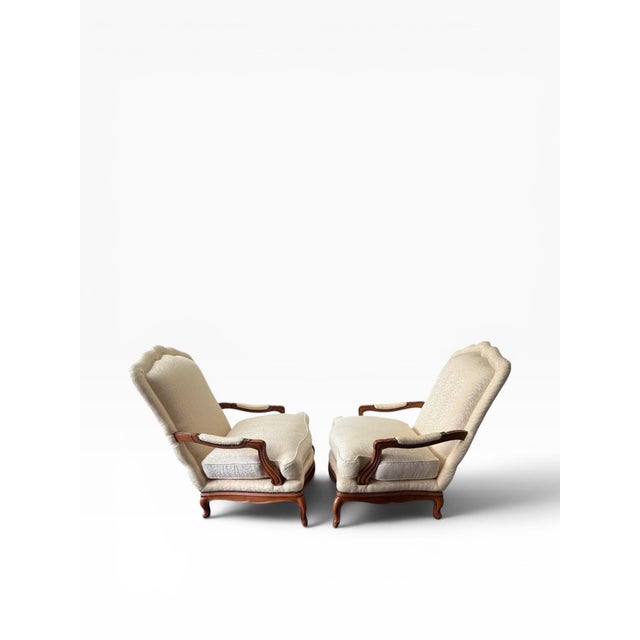 1990s 1990s Baker Furniture French Provincial Louis XV Oversized Fauteuil Chairs For Sale - Image 5 of 13