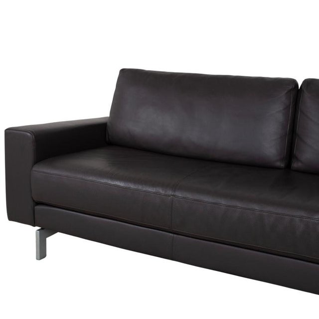 Vida Leather Three-Seater Brown Sofa from Rolf Benz For Sale - Image 4 of 12