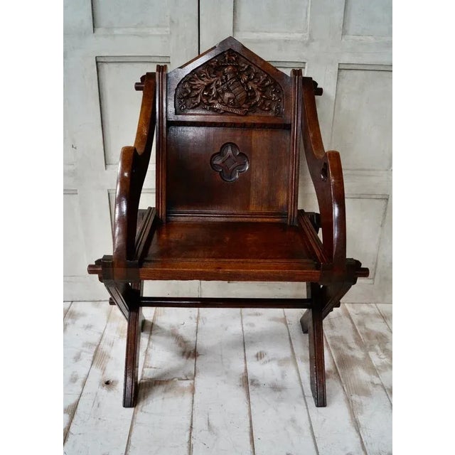 Set of Antique Gothic Oak Glastonbury Chairs For Sale - Image 4 of 16