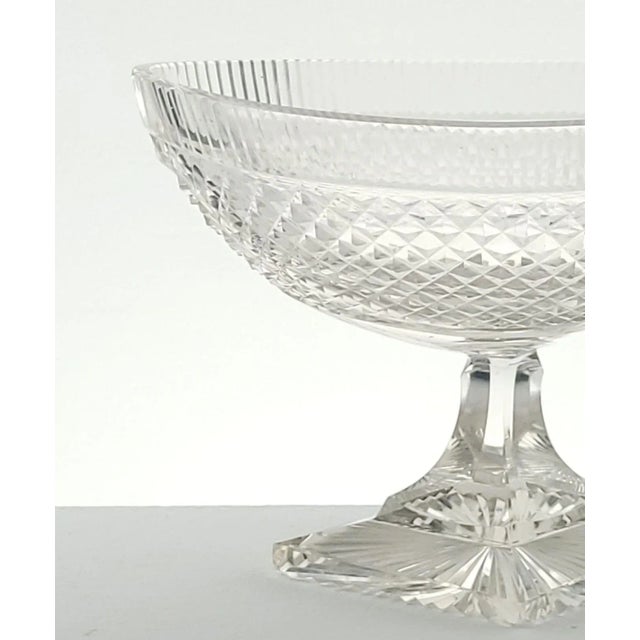 Traditional Large Georgian Irish Crystal Oval Pedestal Bowl, Circa 1800 For Sale - Image 3 of 4