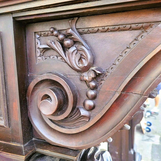 Large Renaissance Style Fireplace in Walnut, 1800s For Sale - Image 13 of 18