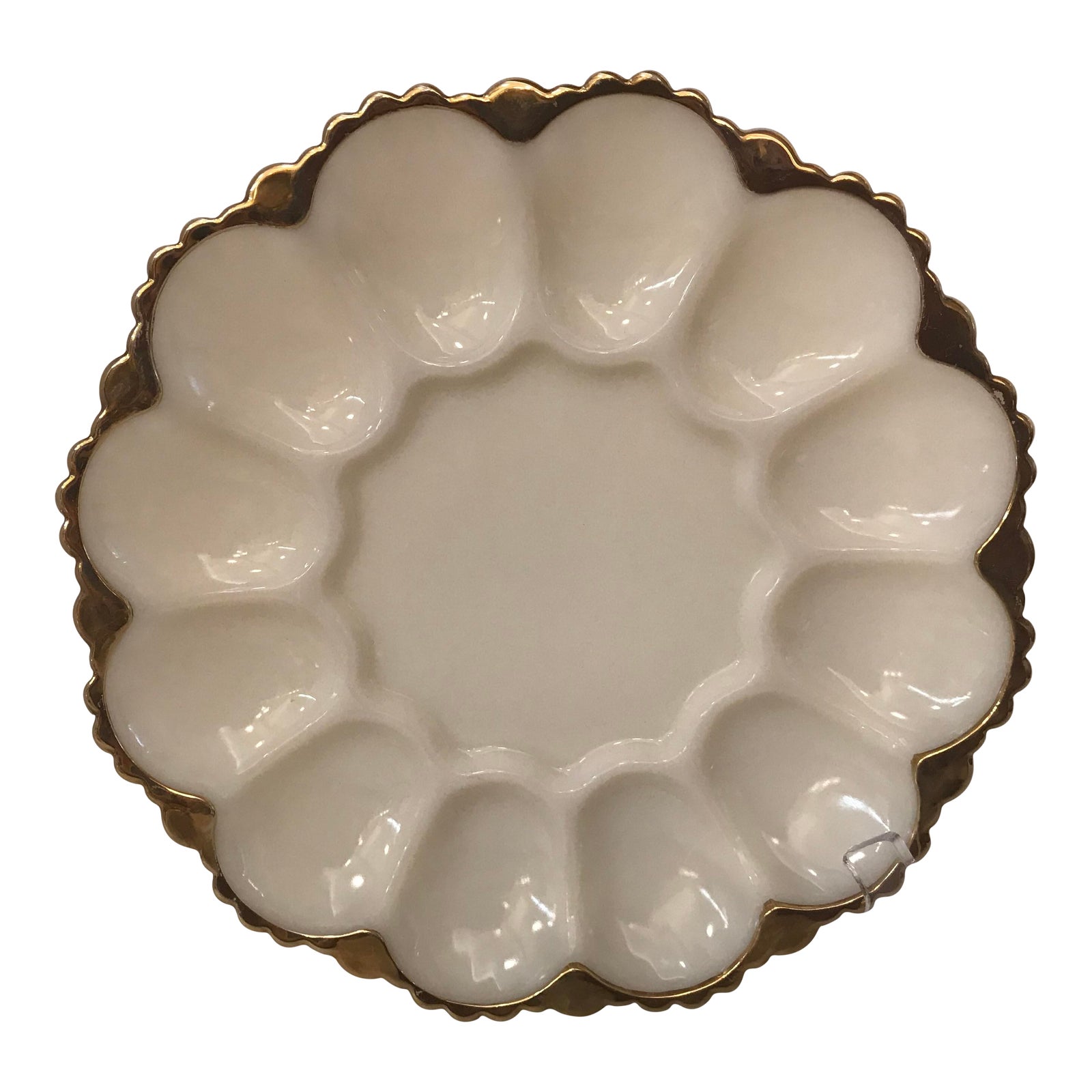 Vintage Gold Trim Milk Glass Egg Plate Chairish