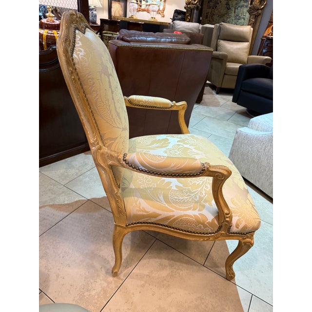 Pair of French Louis XV Style Bergères Attributed to Maison Jansen For Sale - Image 4 of 12