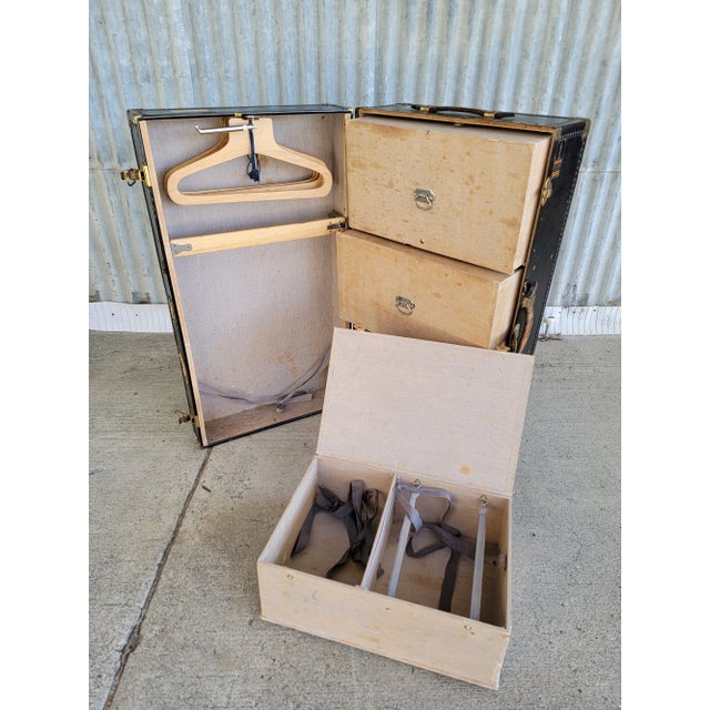 Industrial 1930s Oshkosh Fitted Wardrobe Steamer Trunk For Sale - Image 3 of 12
