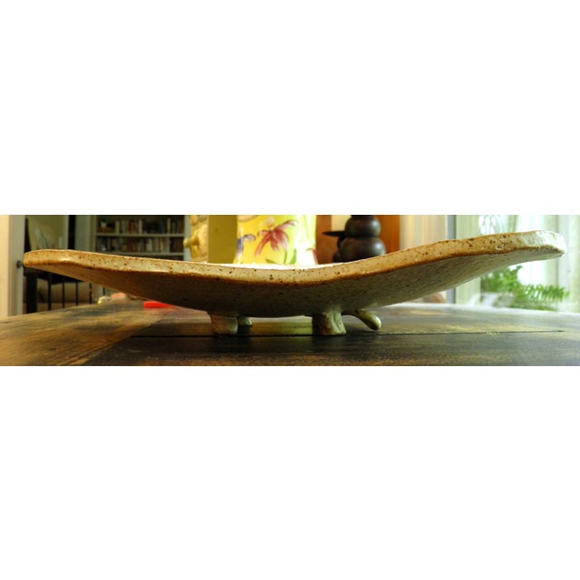 Large Freeform Neutral Pottery Tray With Corn Detailing For Sale - Image 4 of 8