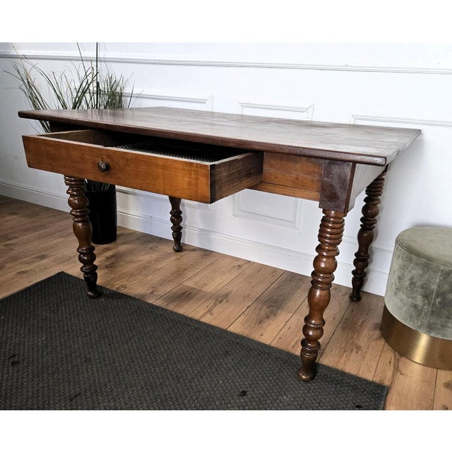 Antique Italian Walnut Desk, 1890s For Sale - Image 5 of 9