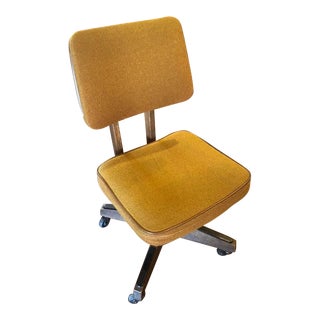 Vintage Wood & Upholstery Desk Chair on Casters For Sale